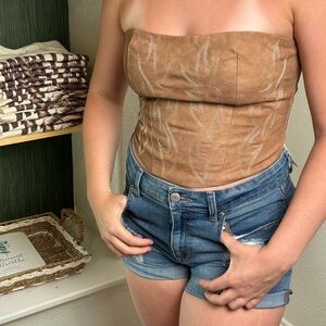 Brown Strapless Women Top